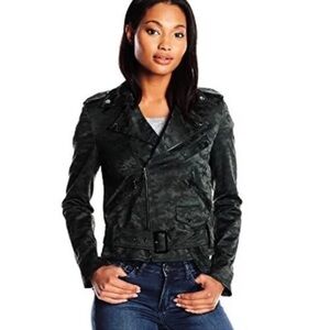Anne Klein Green Jacquard Moto Jacket